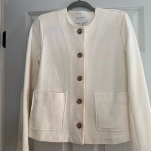 Banana Republic Women’s Cream Blazer Top with Button Detail